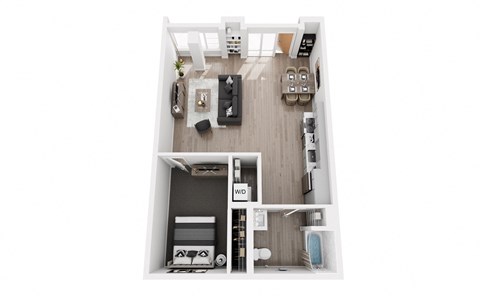 Floor plan for 1 bed, 1 bath, 826 sqft